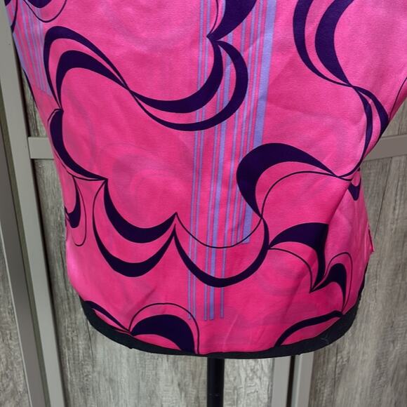 aura retro 60's inspired silk top women's 12 - Picture 8 of 11